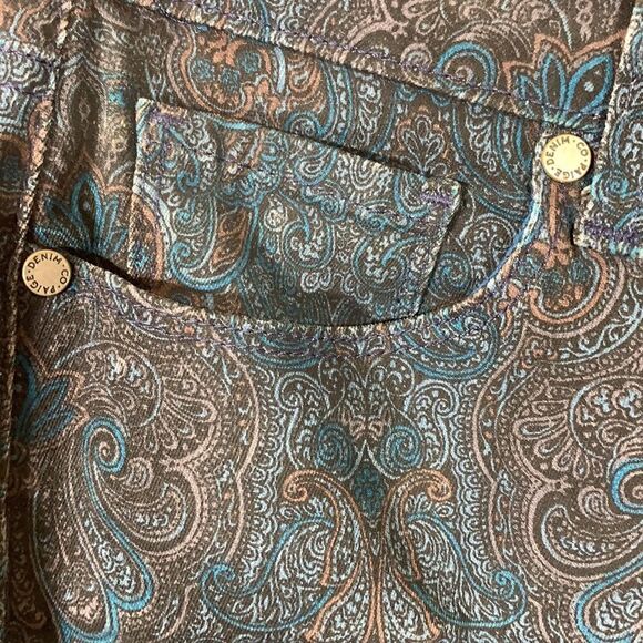 PAIGE Women’s Verdugo Ultra Skinny Paisley Print Denim Jeans Blue/Brown Size 27 - Picture 6 of 12